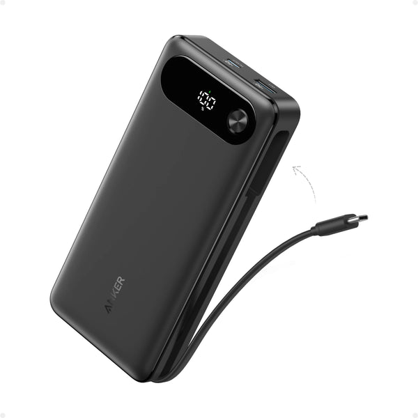 Anker Power Bank 20,000mAH 87W Built-In USB-C Cable - Black