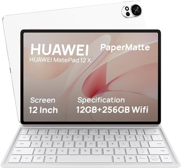 HUAWEI MatePad 12 X Tablet, 12-inch 2K Display, 12GB RAM + 256GB Storage, Ultra-Thin Design, In-Box Keyboard, WiFi, Arabic White