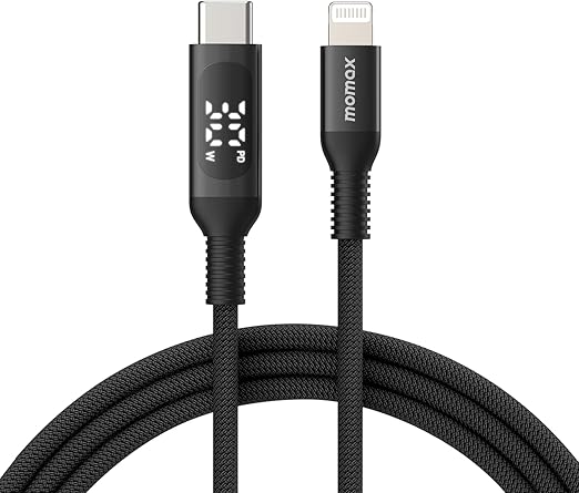 كابل USB-C إلى Lightning Elite 30W بطول 1.2 متر مع شاشة LED (أسود)