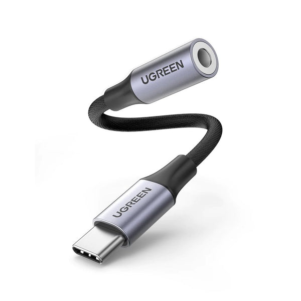 UGREEN Type-C to FeM AUX Braided Cable 10cm Grey