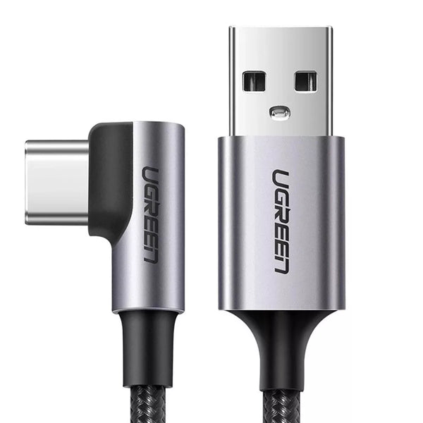 كابل UGREEN USB A إلى Type C بزاوية 3M شحن سريع رمادي