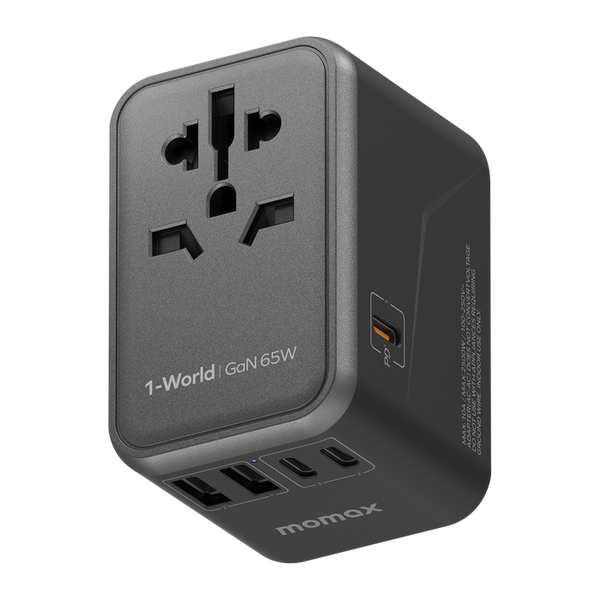 محول سفر AC 65W GaN من 1-World (أسود)