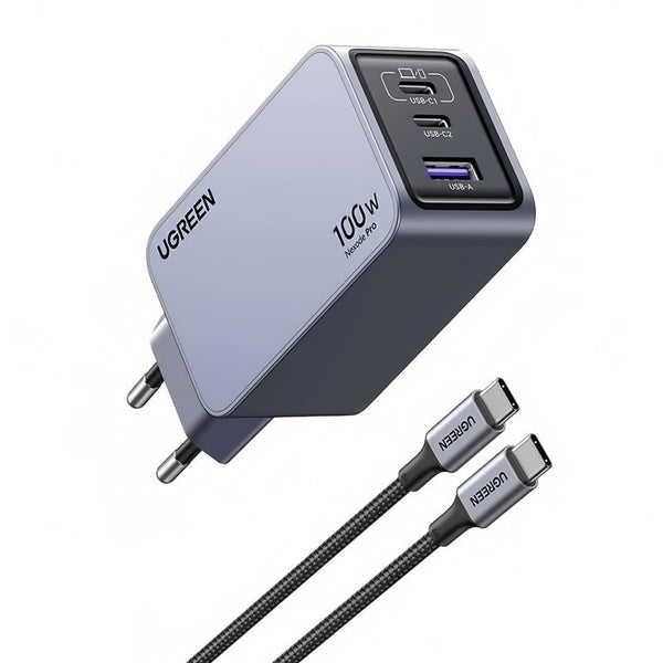 UGREEN Nexode Pro 100W GaN Charger with USB-C Cable Grey